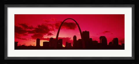 Framed Gateway Arch with city skyline at sunset, St. Louis, Missouri Print