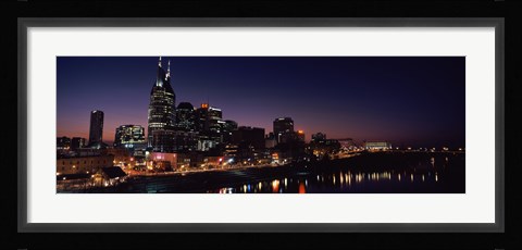 Framed Skylines at night along Cumberland River, Nashville, Tennessee, USA 2013 Print