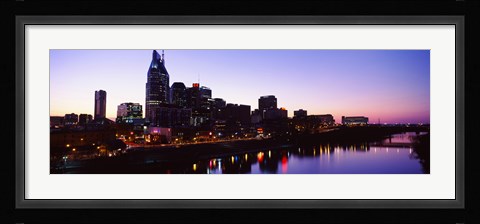 Framed Skylines at dusk along Cumberland River, Nashville, Tennessee, USA 2013 Print