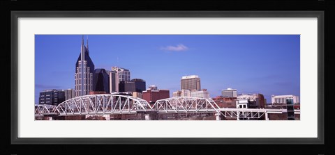 Framed Shelby Street Bridge with downtown skyline in background, Nashville, Tennessee, USA 2013 Print