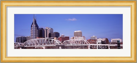 Framed Shelby Street Bridge with downtown skyline in background, Nashville, Tennessee, USA 2013 Print