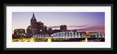 Framed Skylines and Shelby Street Bridge at dusk, Nashville, Tennessee, USA 2013 Print