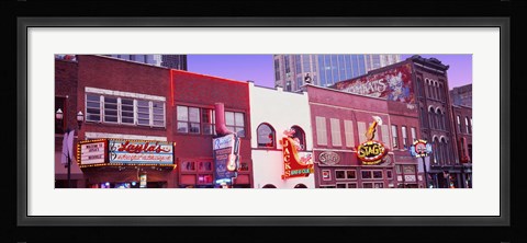 Framed Neon signs on buildings, Nashville, Tennessee Print