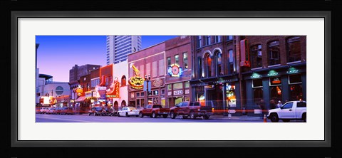 Framed Street scene at dusk, Nashville, Tennessee, USA Print