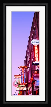 Framed Neon signs at dusk, Nashville, Tennessee, USA Print