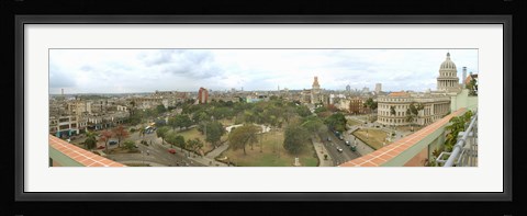 Framed Aerial View of Government buildings in Havana, Cuba Print