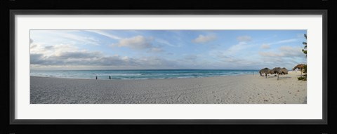 Framed Sunshades on the beach, Varadero Beach, Varadero, Matanzas, Cuba Print