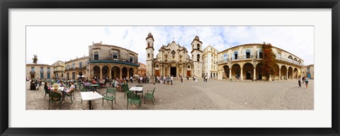 Framed People at Plaza De La Catedral, Cathedral of Havana, Havana, Cuba Print