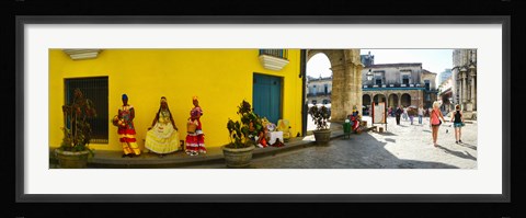 Framed People in Native dress on Plaza De La Catedral, Havana, Cuba Print