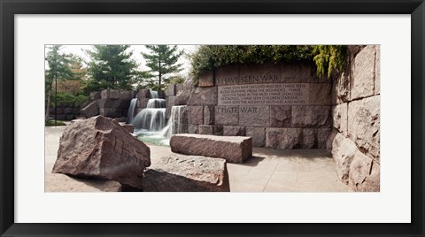 Framed Engraved memorial wall, Franklin Delano Roosevelt Memorial, Washington DC, USA Print