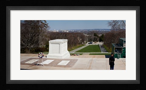 Framed Tomb of a soldier in a cemetery, Arlington National Cemetery, Arlington, Virginia, USA Print