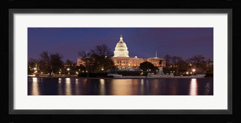 Framed Government building lit up at dusk, Capitol Building, National Mall, Washington DC, USA Print