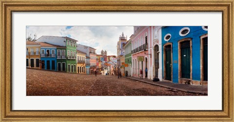 Framed Colorful buildings, Pelourinho, Salvador, Bahia, Brazil Print