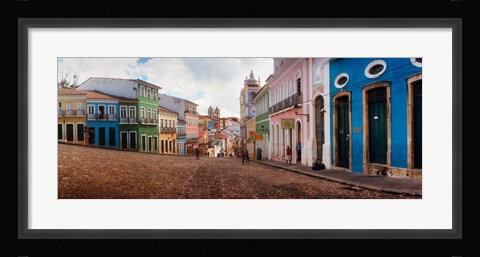 Framed Colorful buildings, Pelourinho, Salvador, Bahia, Brazil Print