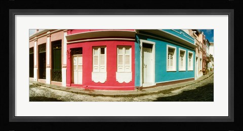 Framed Houses along a street in a city, Pelourinho, Salvador, Bahia, Brazil Print