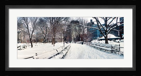 Framed Snow covered park, Union Square, Manhattan, New York City, New York State, USA Print