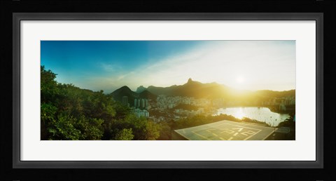 Framed Helipad at the top of Sugarloaf Mountain at sunset, Rio de Janeiro, Brazil Print