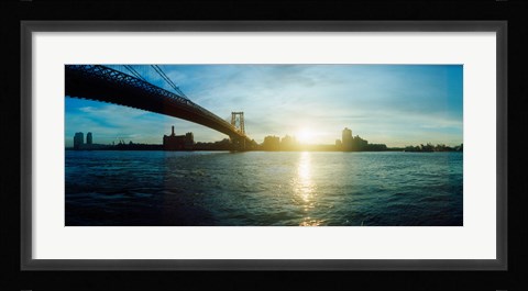 Framed Suspension bridge over a river, Williamsburg Bridge, East River, Lower East Side, Manhattan, New York City, New York State Print
