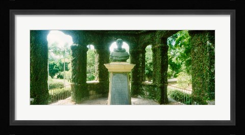 Framed Memorial statue in the house of cedar, Jardim Botanico, Zona Sul, Rio de Janeiro, Brazil Print