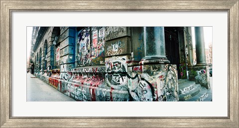Framed Graffiti covered Germania Bank Building on Bowery Street, Soho, Manhattan, New York City Print
