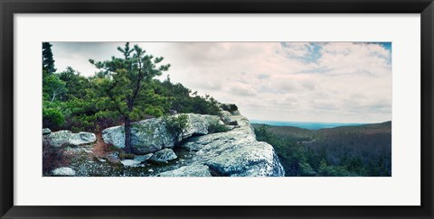 Framed Trees and boulders along the Gertrude's Nose, Minnewaska State Park, Catskill Mountains, New York State, USA Print