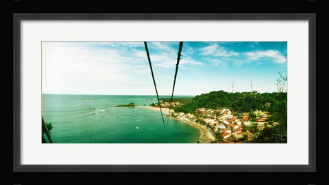 Framed Zip line ropes for zip inning over the beach, Morro De Sao Paulo, Tinhare, Cairu, Bahia, Brazil Print