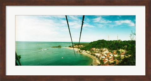 Framed Zip line ropes for zip inning over the beach, Morro De Sao Paulo, Tinhare, Cairu, Bahia, Brazil Print