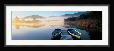 Framed Rowboats at the lakeside, English Lake District, Grasmere, Cumbria, England Print