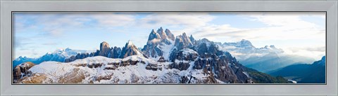 Framed Snow covered mountains, Dolomites, Dolomiti Di Sesto Nature Park, Hochpustertal, Alta Pusteria, South Tyrol, Italy Print