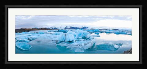 Framed Icebergs floating in glacial lake, Jokulsarlon, South Iceland, Iceland Print