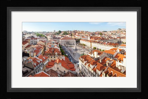 Framed High angle view of the Rossio Square, Lisbon, Portugal Print