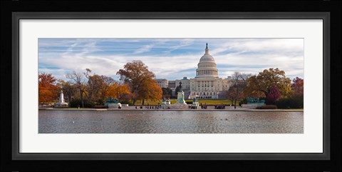 Framed Fall view of reflecting pool and the Capitol Building, Washington DC, USA Print