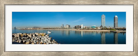 Framed City view from Port Olimpic, Barcelona, Catalonia, Spain Print