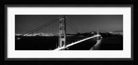 Framed Golden Gate Bridge at Dusk, San Francisco (black &amp; white) Print
