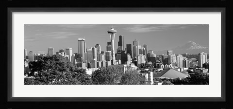 Framed View of city in black and white, Seattle, King County, Washington State, USA 2010 Print