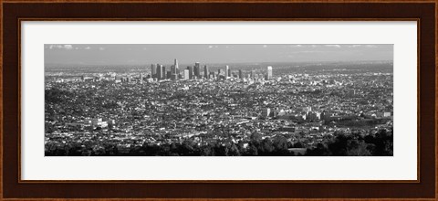 Framed Black and White View of Los Angeles from a Distance Print