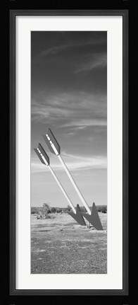 Framed Twin arrows in the field, Route 66, Arizona (black and white) Print