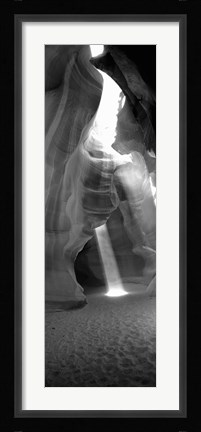 Framed Sunlight passing through rock formations in Black and White, Arizona Print