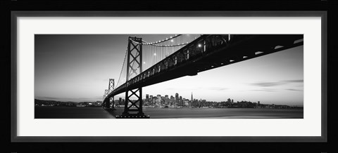 Framed Bay Bridge in black and white, San Francisco Bay, San Francisco, California, USA Print