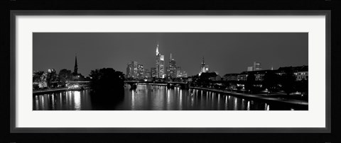 Framed Reflection of buildings in water, Main River, Frankfurt, Hesse, Germany Print