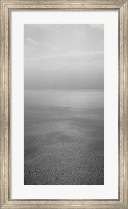 Framed Reflection of clouds on water, Lake Geneva, Switzerland (black and white) Print