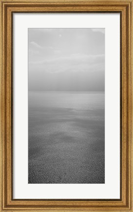 Framed Reflection of clouds on water, Lake Geneva, Switzerland (black and white) Print