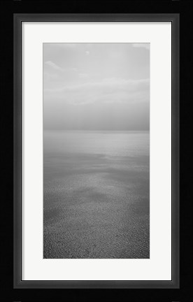 Framed Reflection of clouds on water, Lake Geneva, Switzerland (black and white) Print