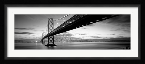 Framed Bay Bridge at Twilight (black &amp; white) Print