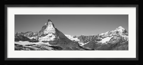 Framed Matterhorn Switzerland in Black and White Print