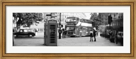 Framed Phone Box, Trafalgar Square, England (black and white) Print