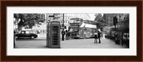 Framed Phone Box, Trafalgar Square, England (black and white) Print