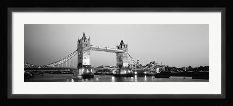 Framed Tower Bridge London England (Black and White) Print