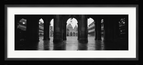 Framed Arcade of a building, St. Mark's Square, Venice, Italy (Black &amp; White) Print