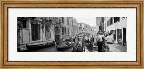 Framed Buildings along a canal, Grand Canal, Rio Di Palazzo, Venice, Italy (black and white) Print